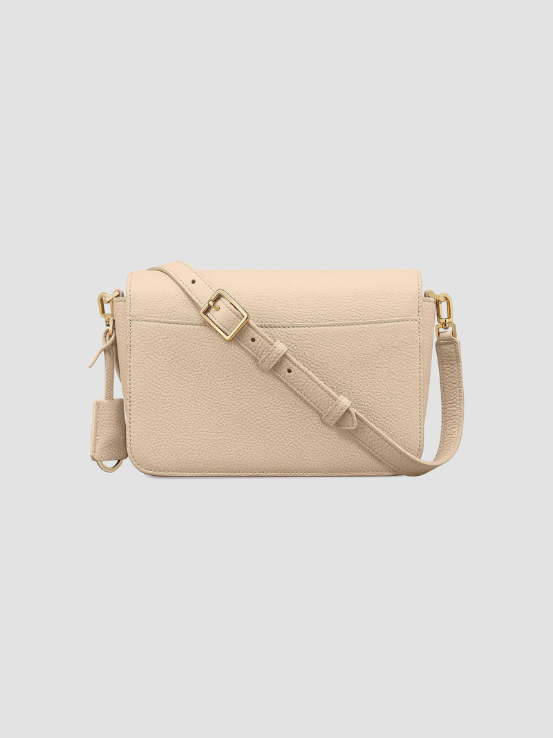 Women's Medium Leather Flap Shoulder Bag - Saharan 6