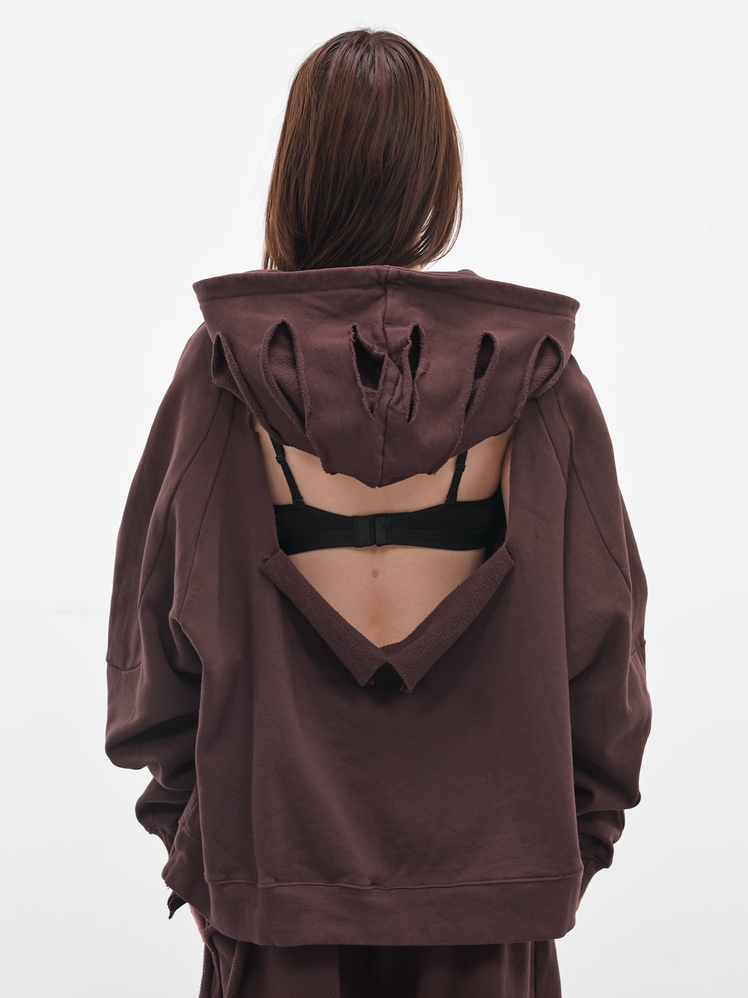 Brown Deconstructed Oversized Hoodie - 3