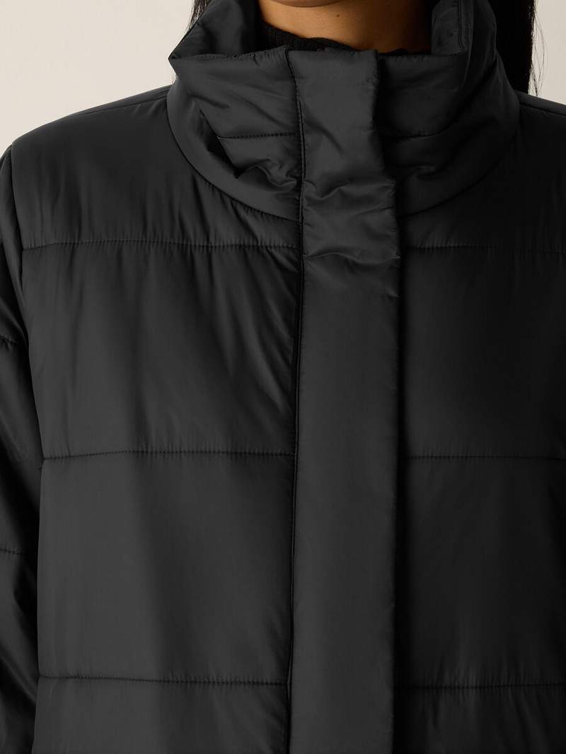 Eggshell Recycled Nylon Stand Collar Coat 5