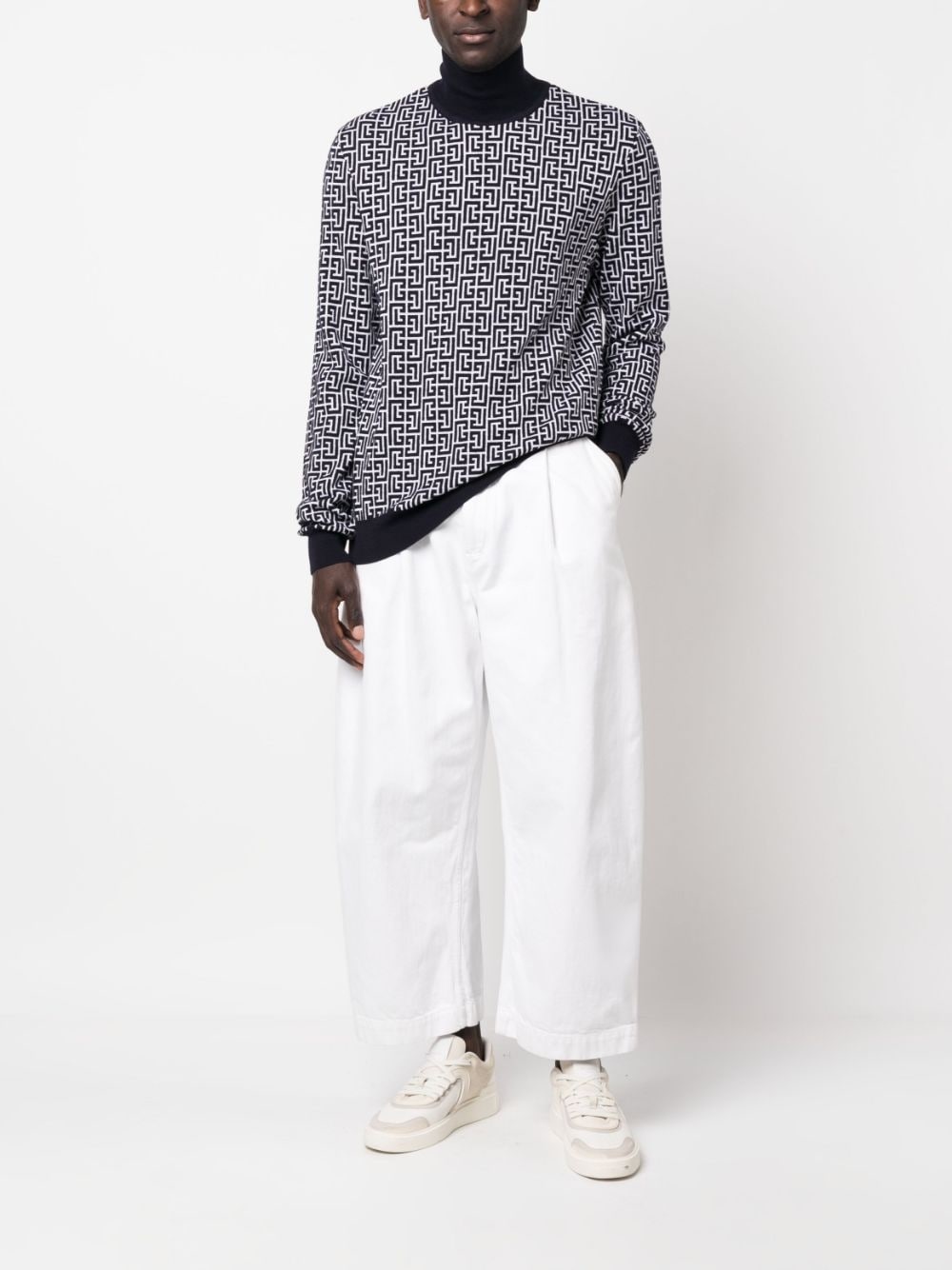 monogram-intarsia roll-neck jumper - 2