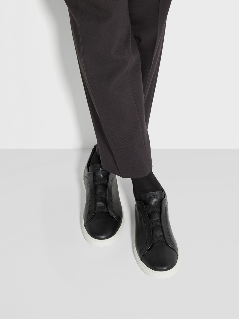 ZEGNA BLACK SECONDSKIN TRIPLE STITCH™ SNEAKERS outlook