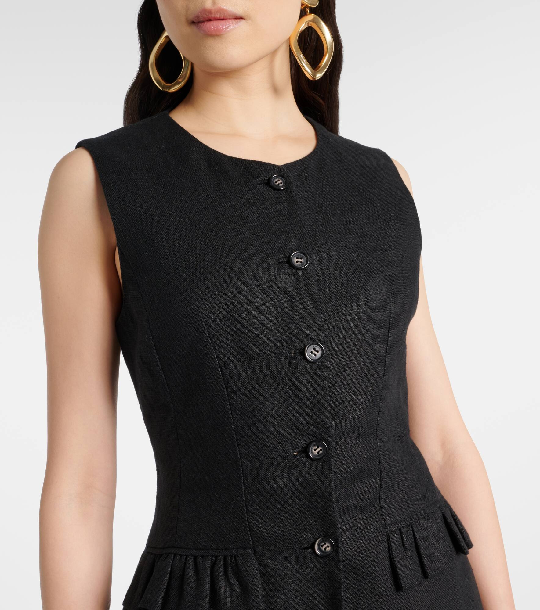 Matilda ruffled linen vest - 4