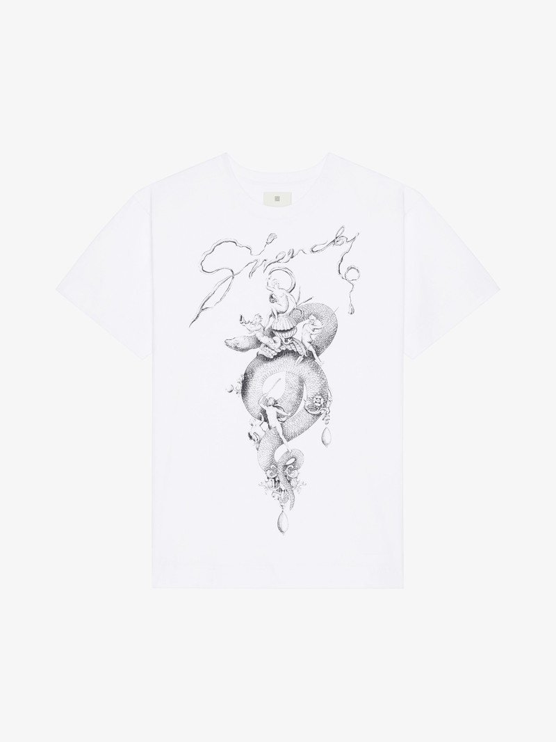 T-SHIRT IN COTTON WITH CHANDELIER AND SNAKE PRINT - 1