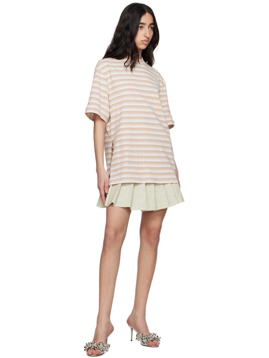 Beige Mottled Wool Miniskirt - 4