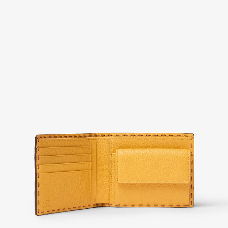 FENDI Selleria Wallet Tan-color and sunflower yellow Selleria bi-fold wallet with 132 hand-sewn stitches outlook