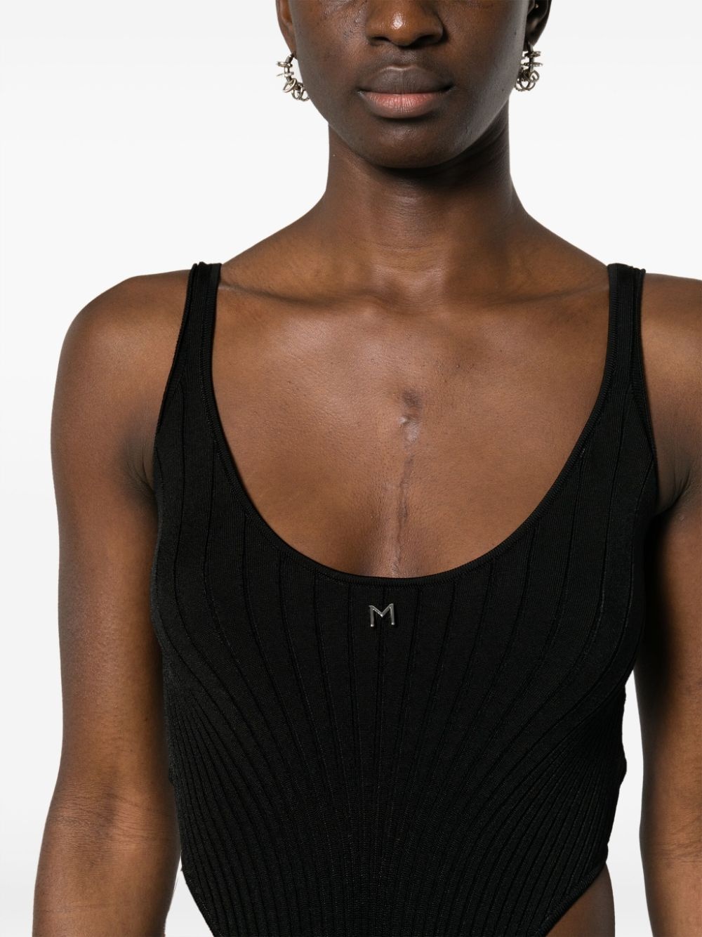 logo-plaque ribbed bodysuit - 5