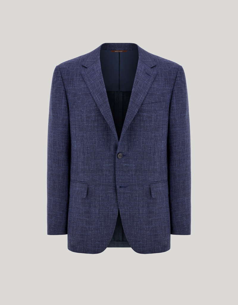 LIGHT BLUE AND BLUE SILK AND CASHMERE REGULAR-FIT OVERCHECK JACKET 183