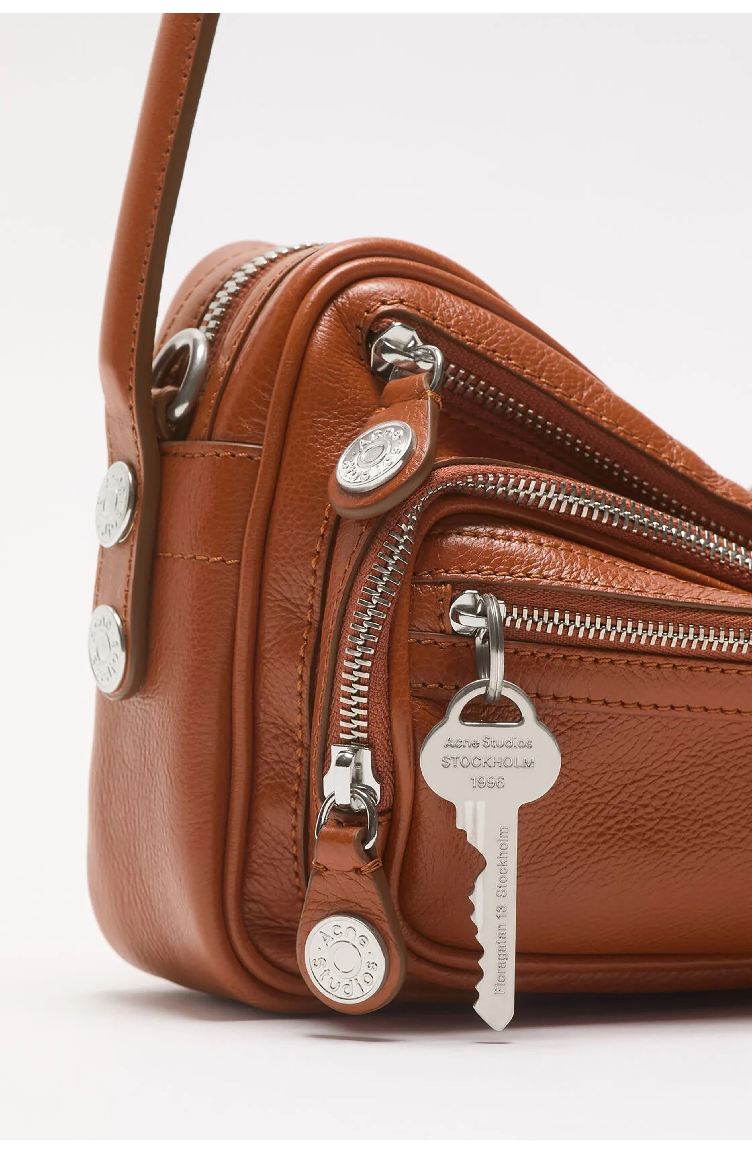Acne Studios Small Camero Leather Shoulder Bag in Cognac Brown at Nordstrom - 7