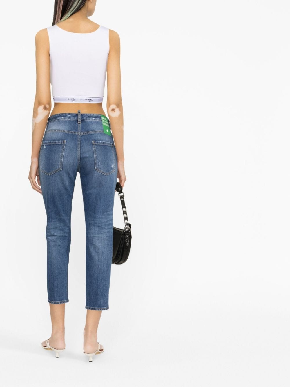 distressed slim-fit cropped jeans - 4