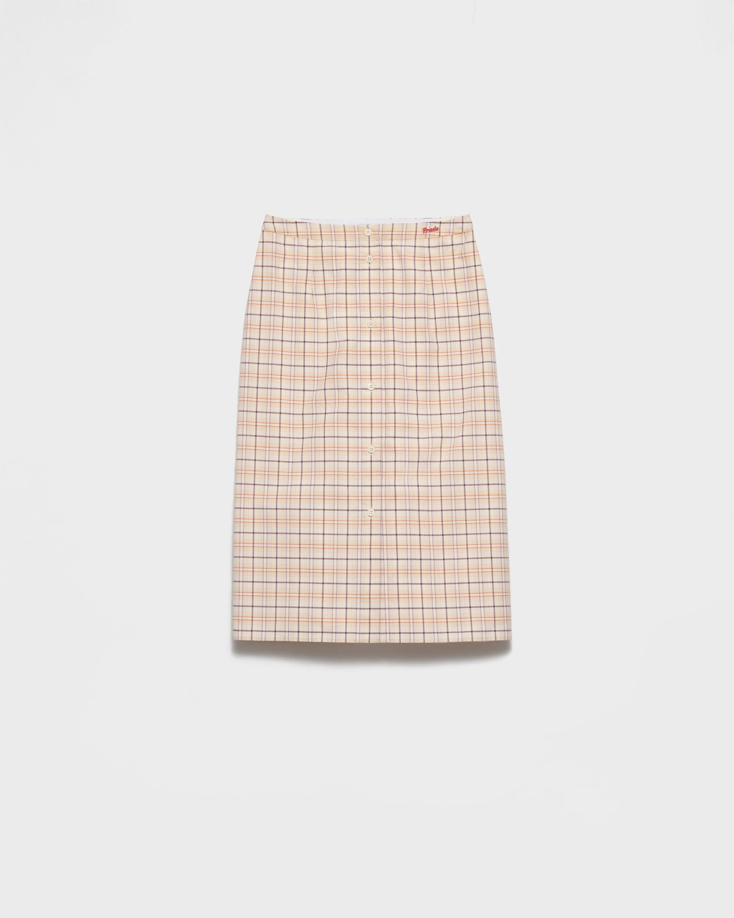 Checked cotton poplin pencil skirt - 1