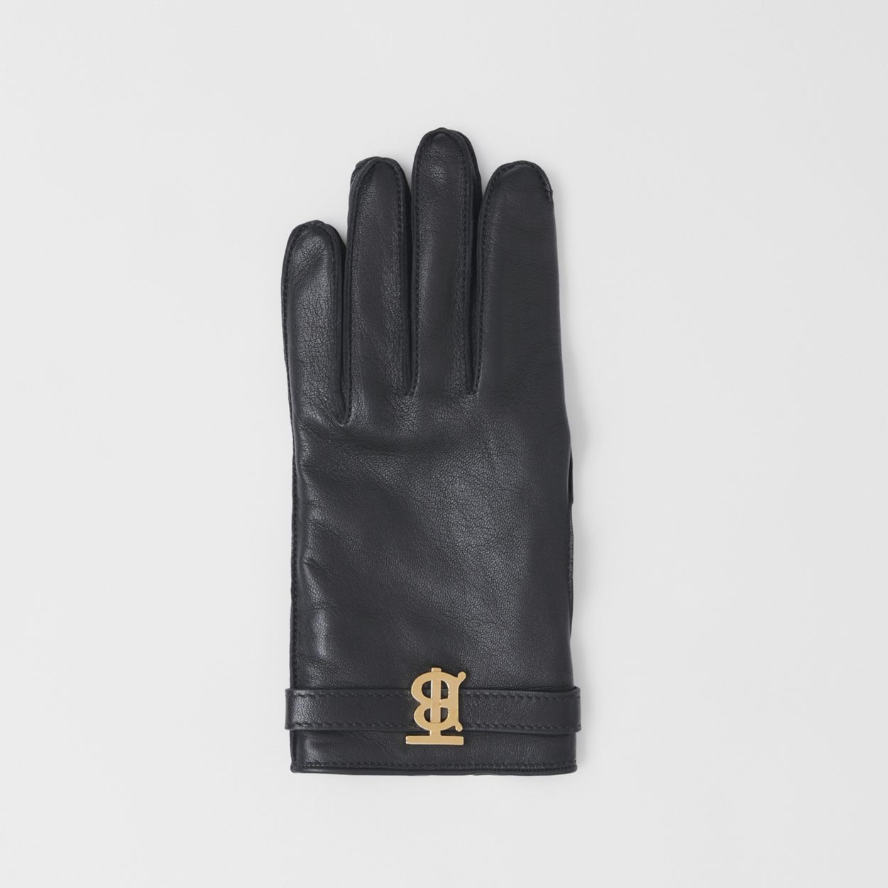 Cashmere-lined Monogram Motif Leather Gloves - 3