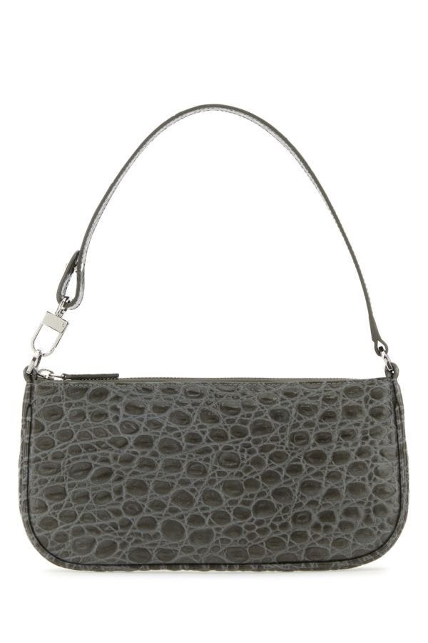 Dove grey leather shoulder bag - 1