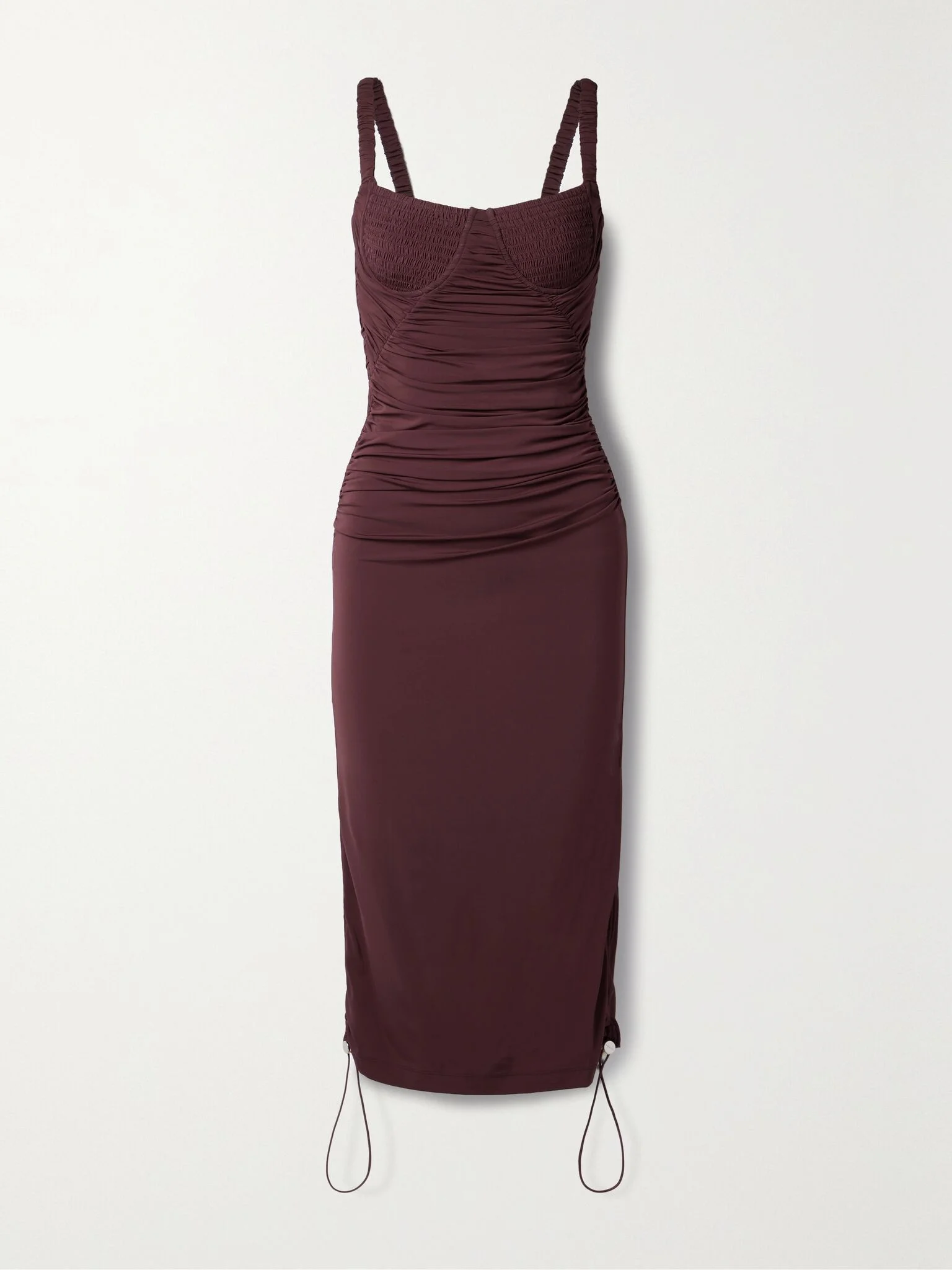 Doric gathered stretch-jersey midi dress Burgundy - 1