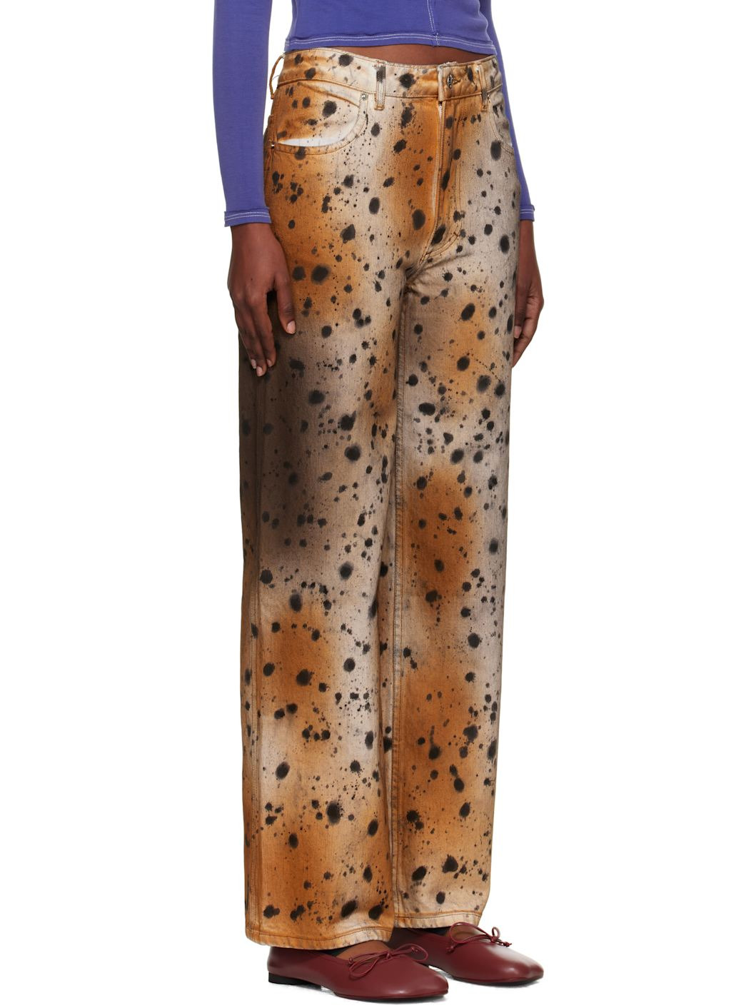 Tan & Beige Wide Leg Jeans - 2