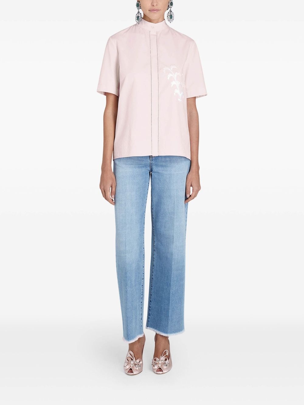 floral-appliqué shirt - 2