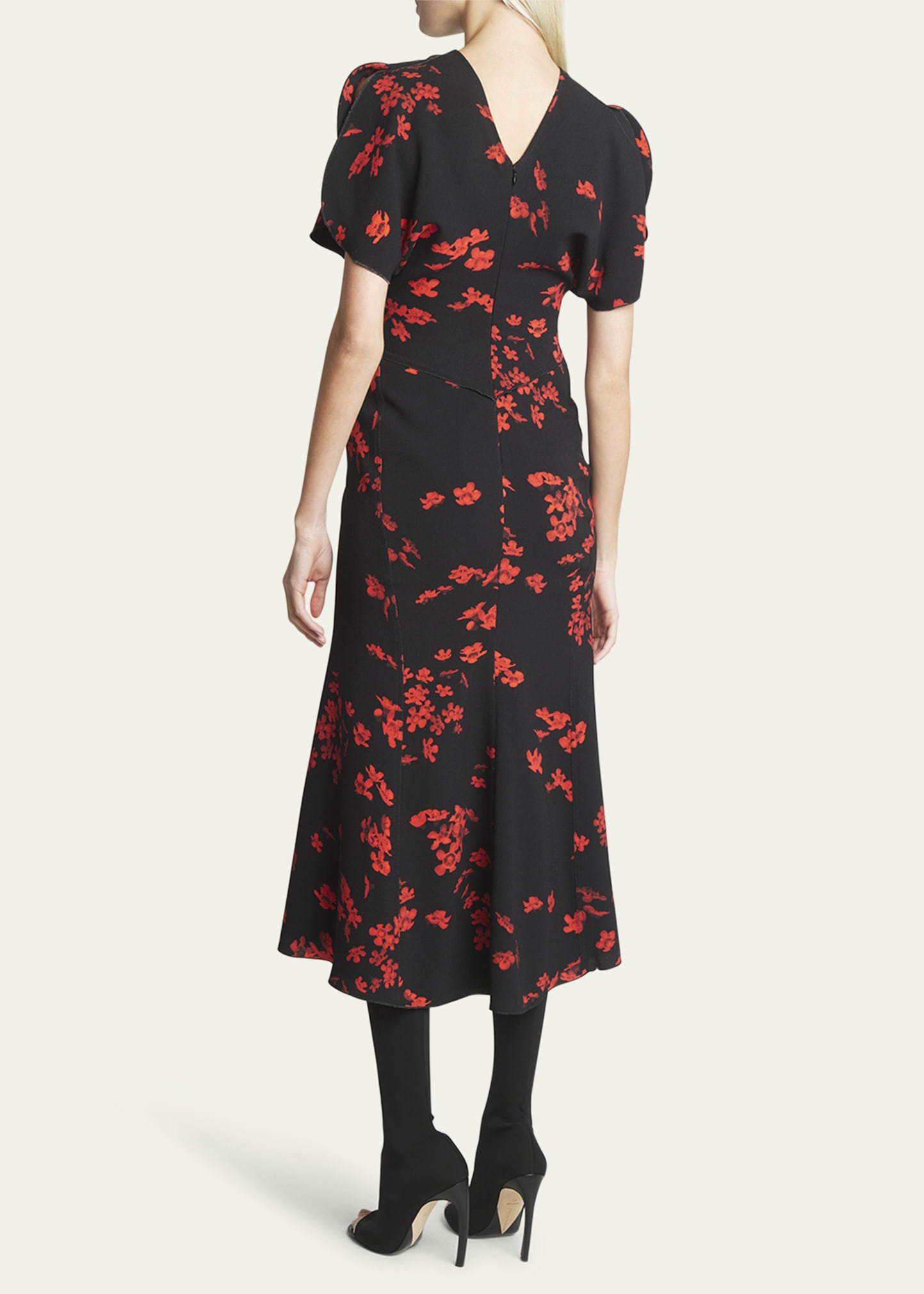 Gathered Waist Floral Print Midi Dress - 3