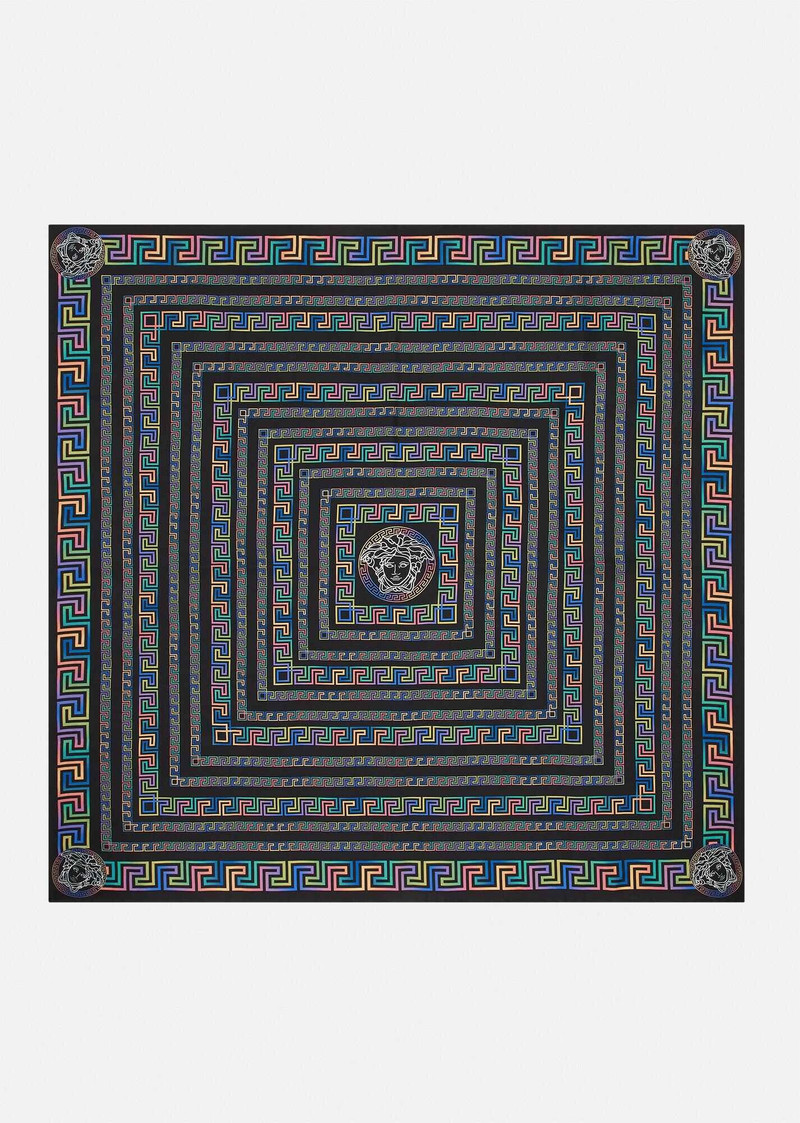 Greca Neon Print Silk Foulard 1