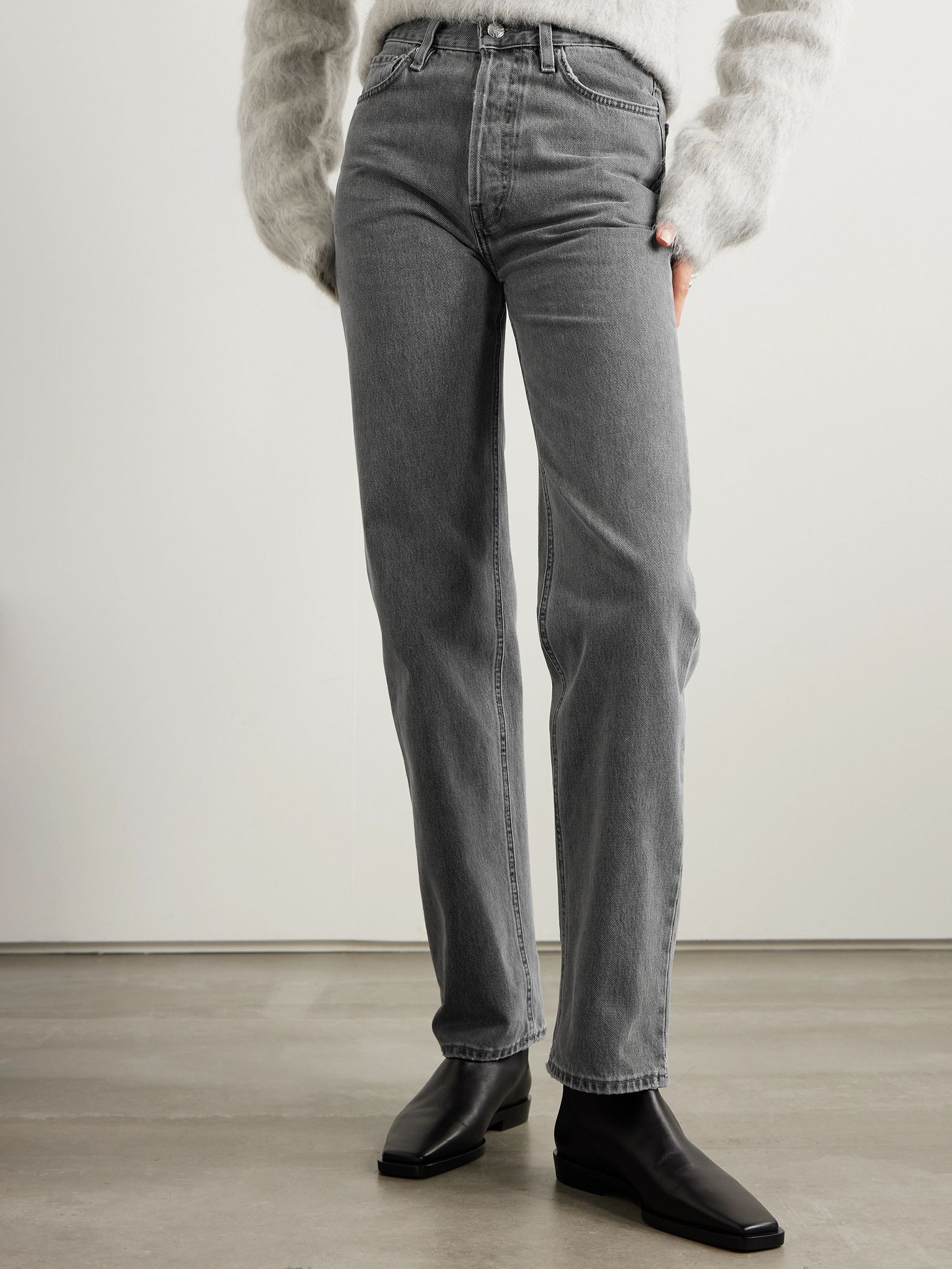High-rise straight-leg organic jeans Gray - 3