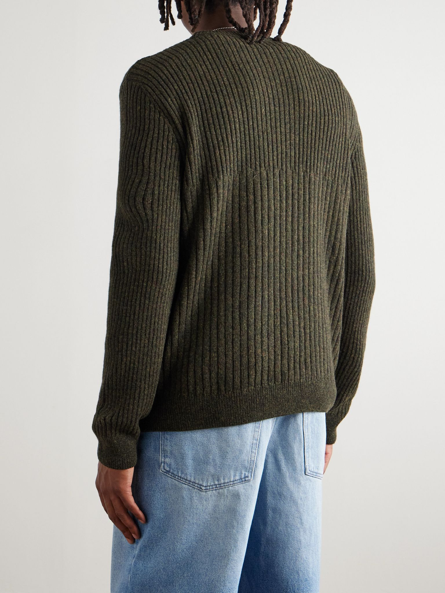 Ribbed Wool Sweater Green - 4