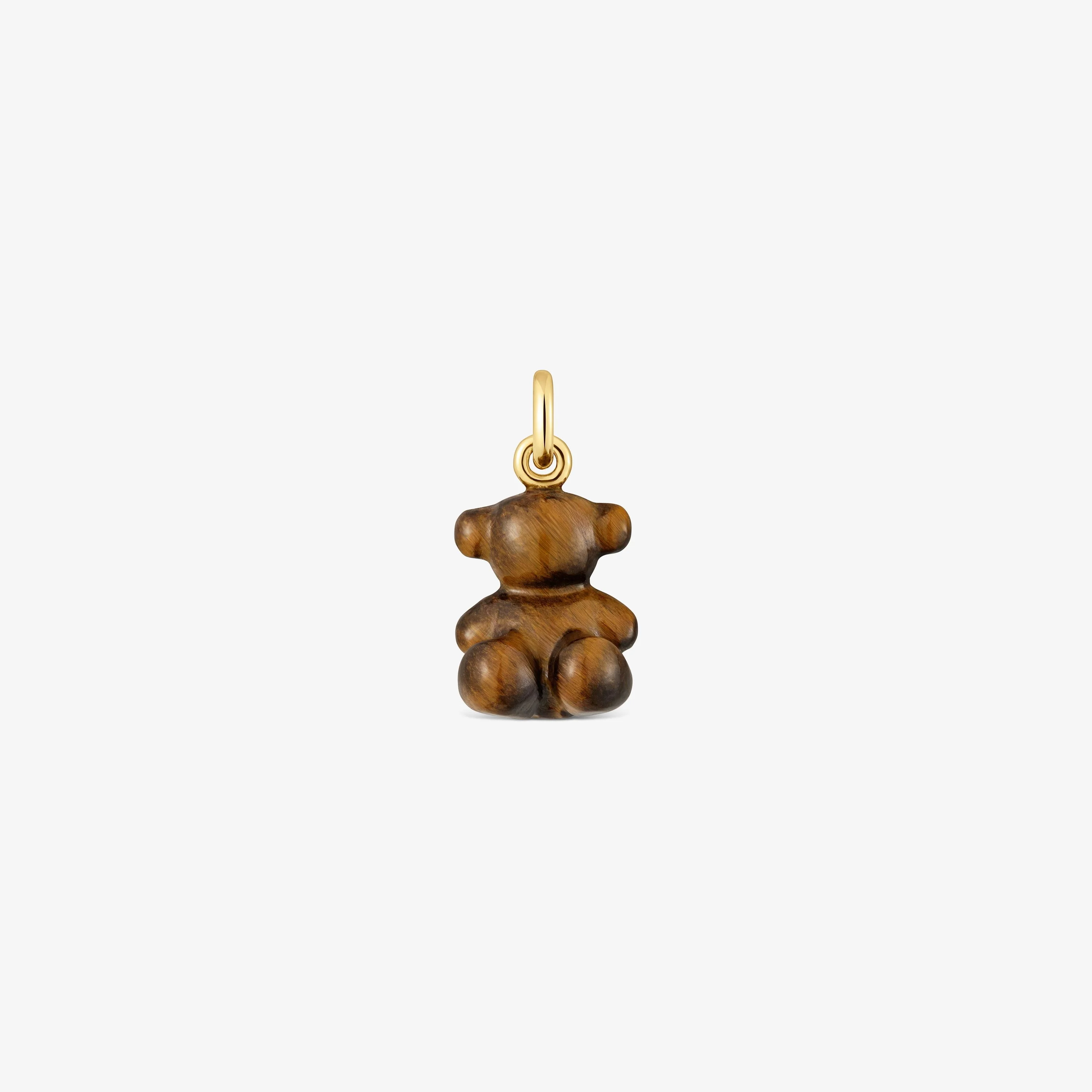 Small bear pendant with tiger’s eye and 14K solid gold Bold Bear - 1