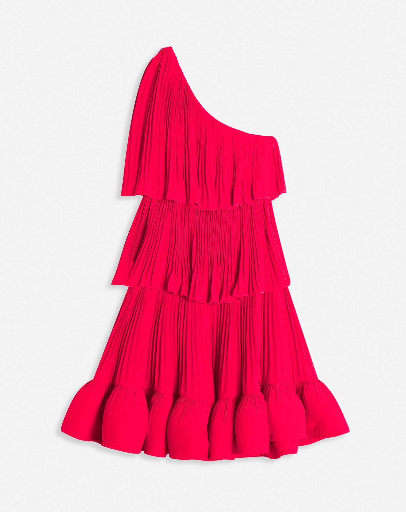 CHARMEUSE ASYMMETRIC DRESS WITH RUFFLES - 2