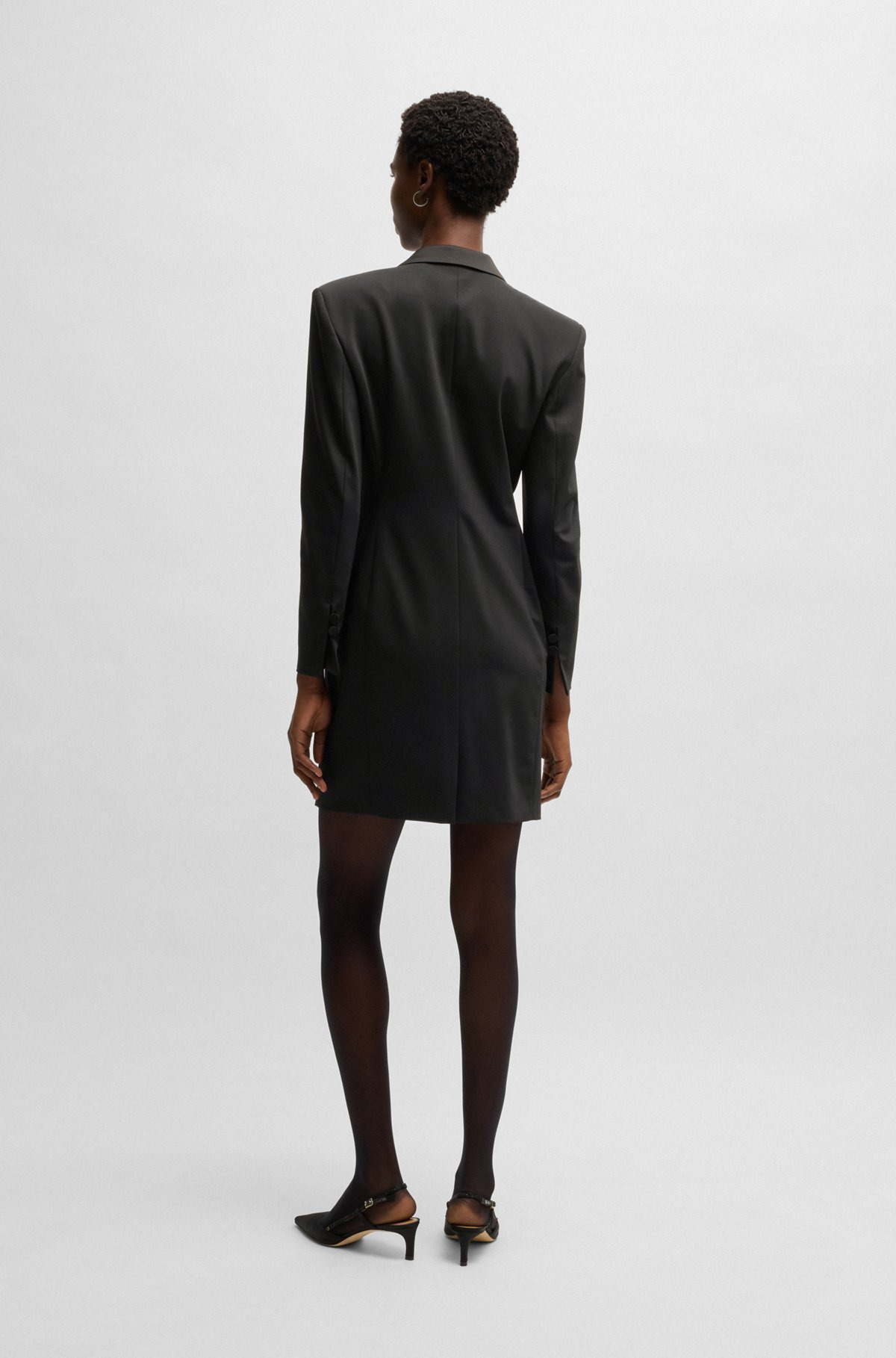 TUXEDO-STYLE DRESS WITH WRAP FRONT - 4