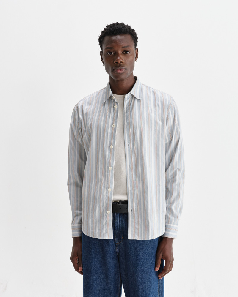 Wax London Shelly - Light Blue Dobby Stripe Cotton Shirt outlook