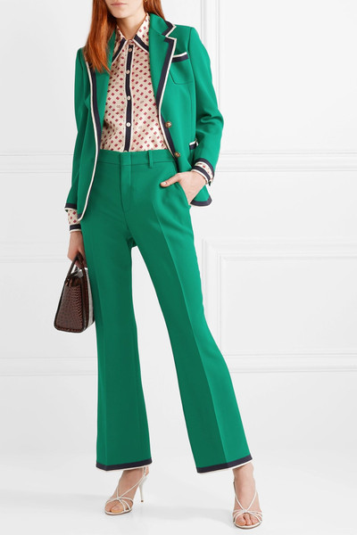 GUCCI Grosgrain-trimmed stretch-cady bootcut pants outlook