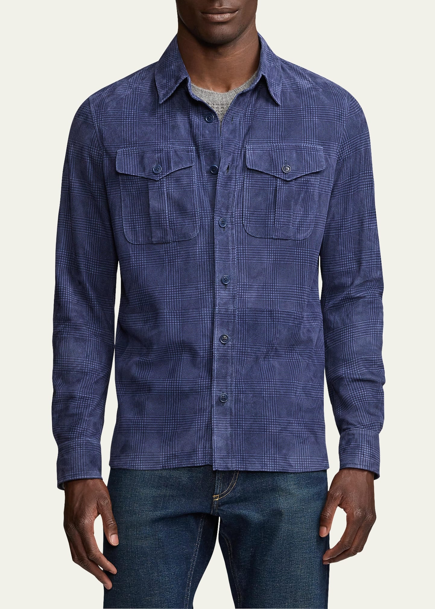 Men's Barron Printed Suede Overshirt - 4