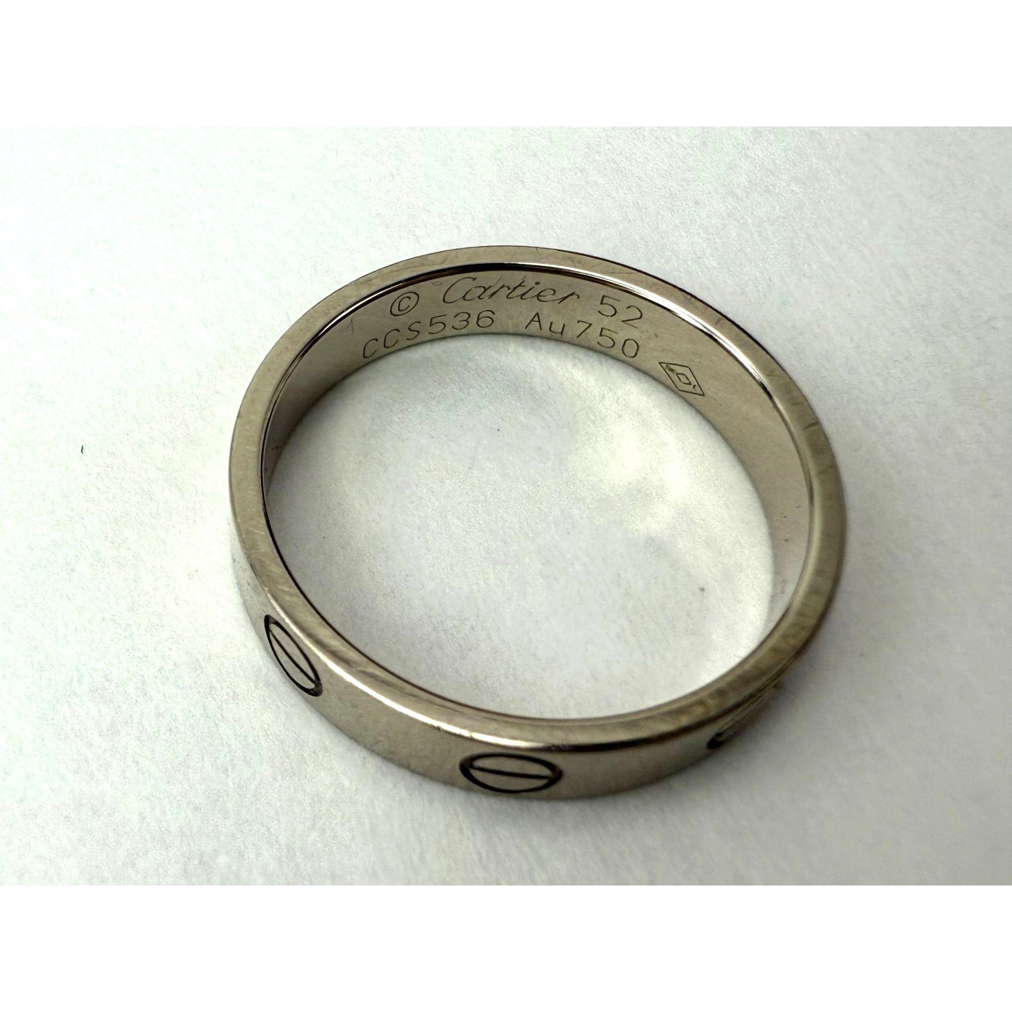 Cartier 18 K White Gold Love Small Model Wedding Band Ring Size 6 USA - 14