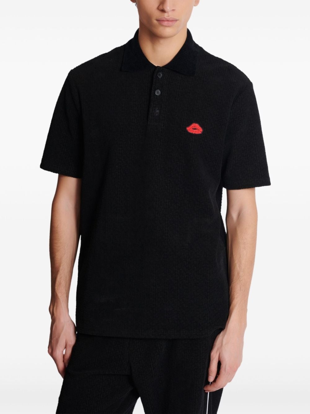 monogram velvet cotton polo shirt - 6
