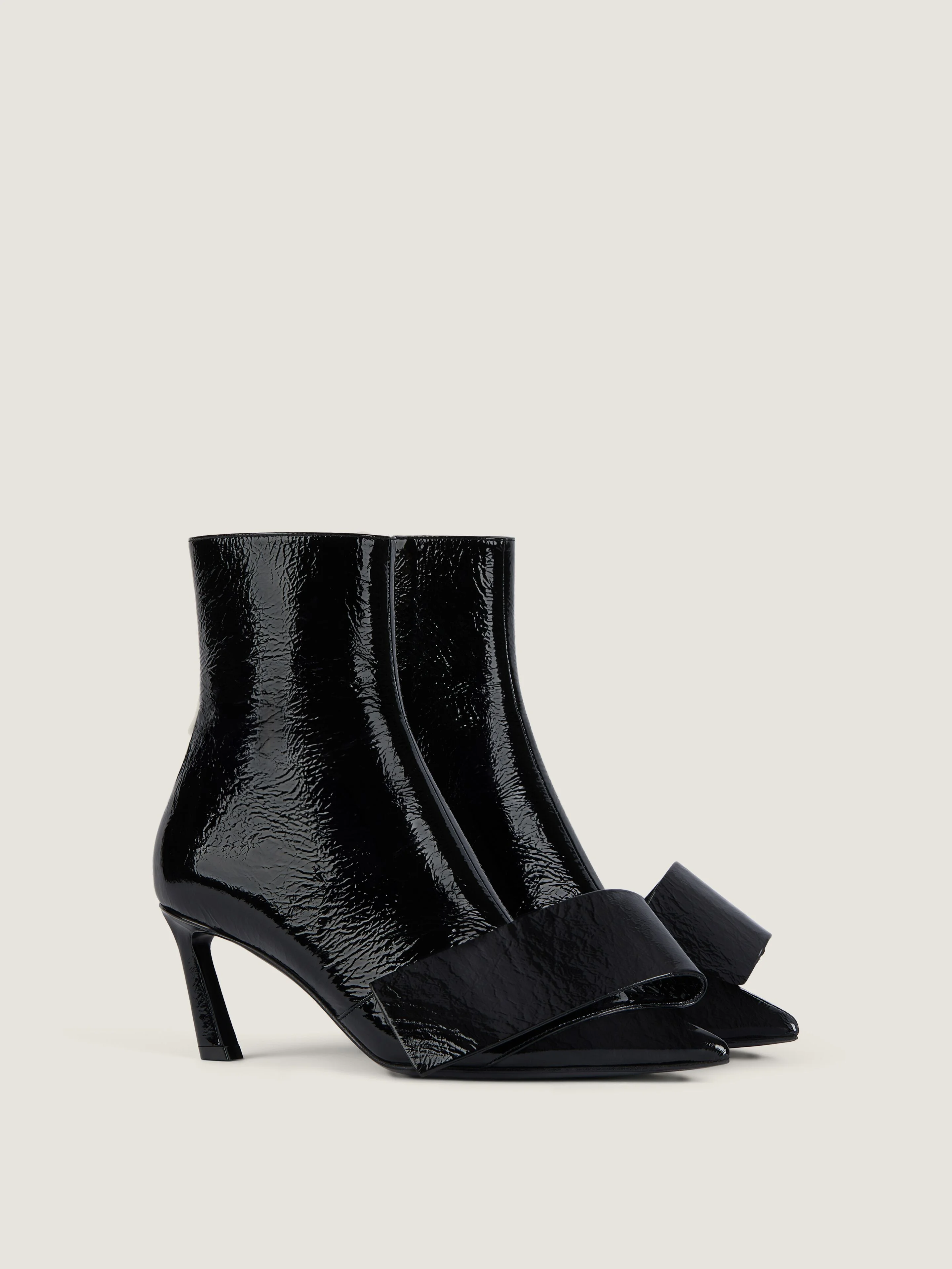 TWISTED RIBBON ANKLE BOOTS IN SHINY NAPLACK LEATHER - 1