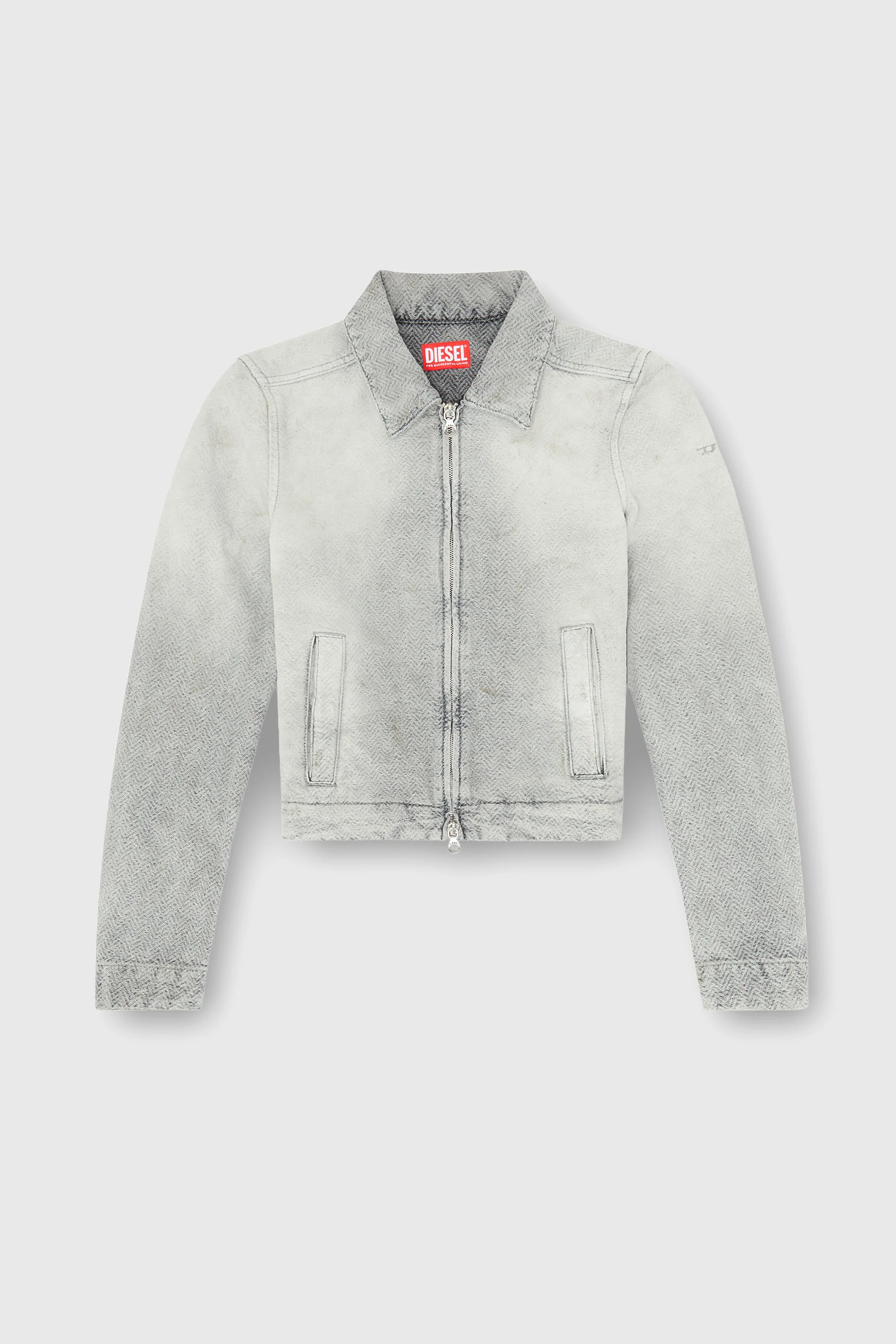 JACKET IN DISTRESSED HERRINGBONE DENIM - 1