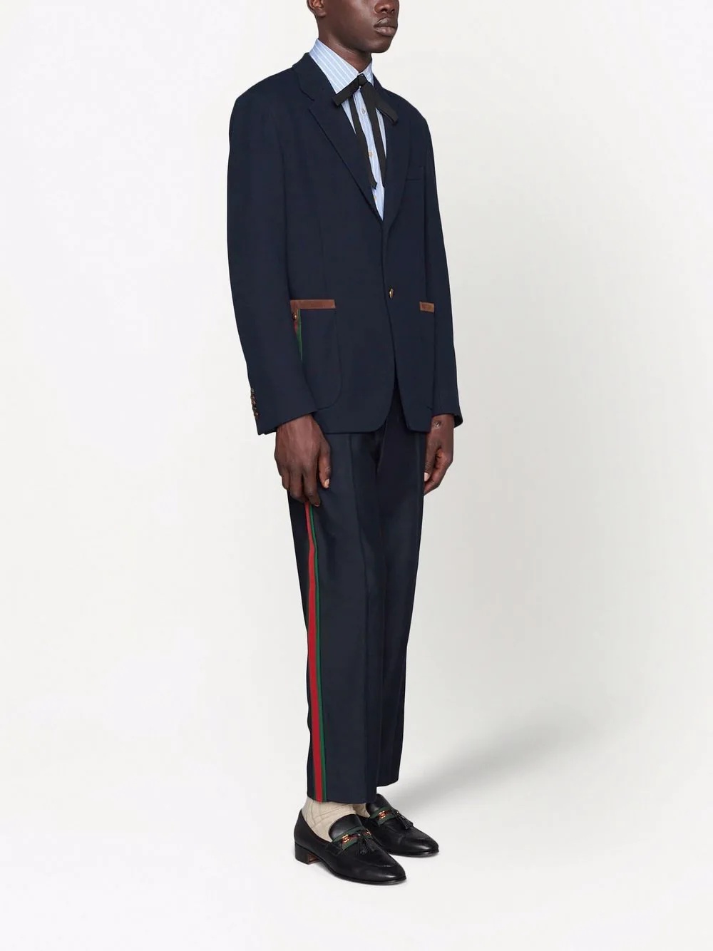 single-breasted Web-trim jacket - 2