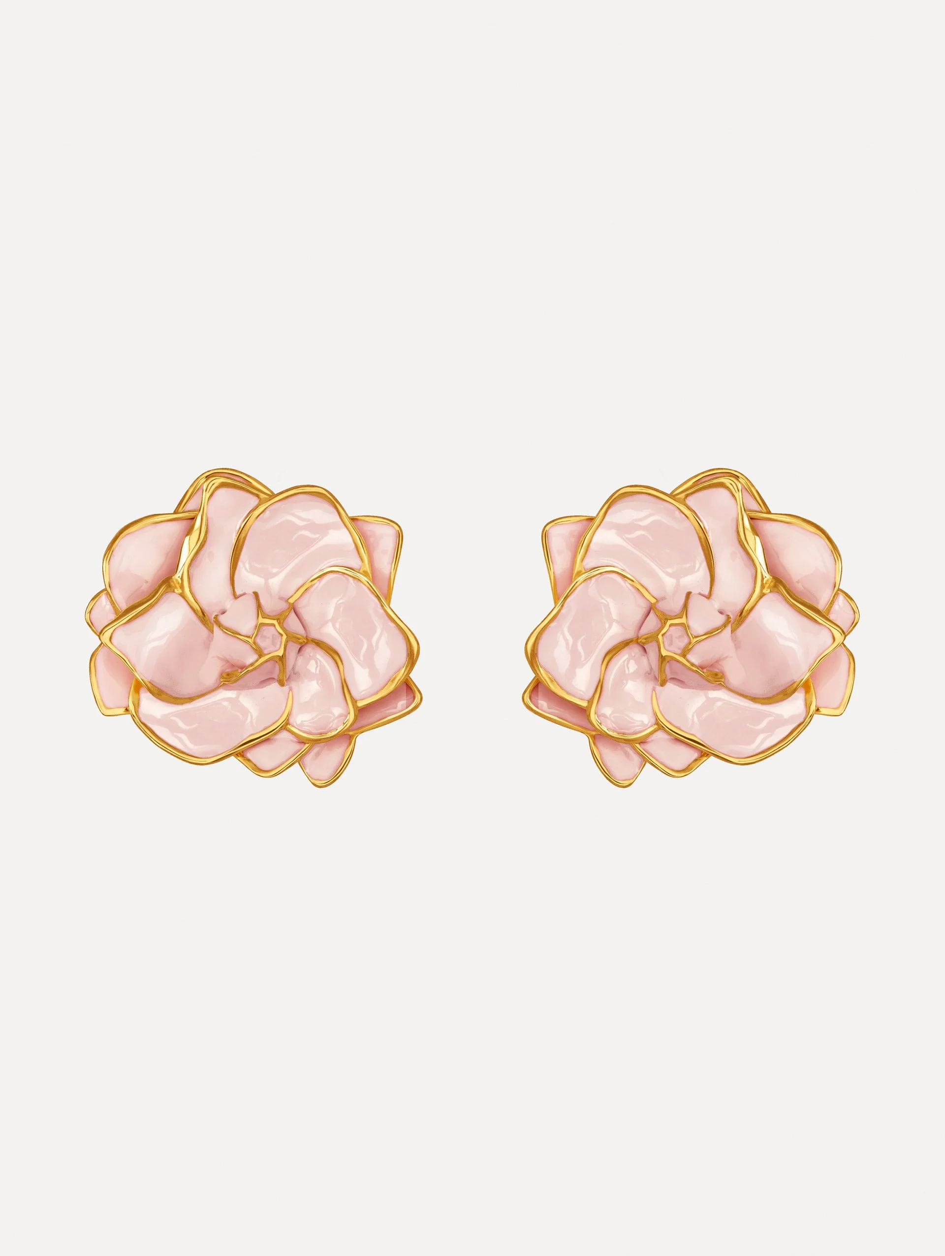 LARGE PAINTED GARDENIA EARRINGS - 1