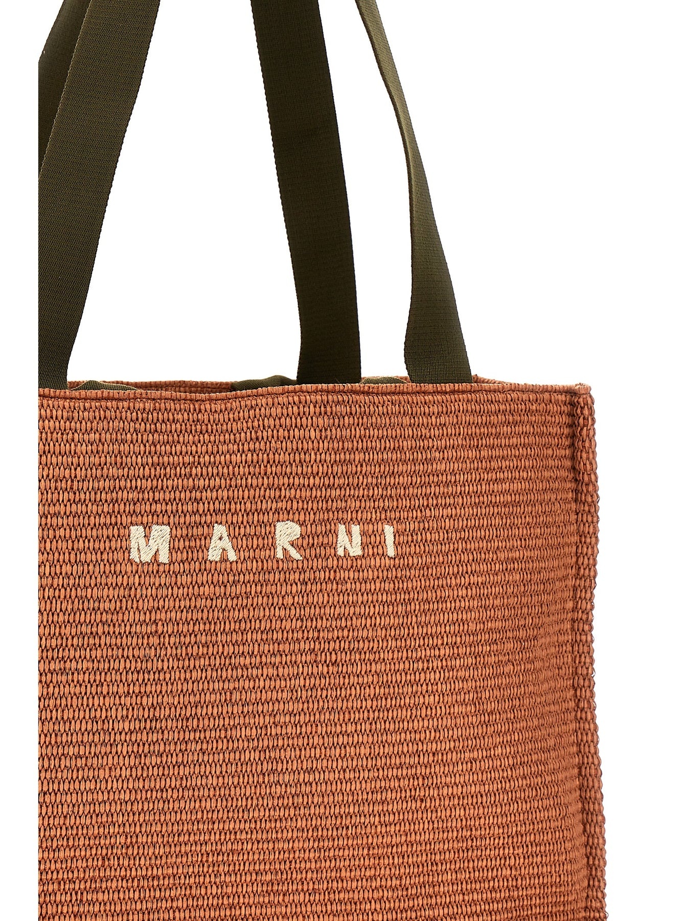 Large Shopping Bag With Logo Embroidery Tote Bag Beige - 4