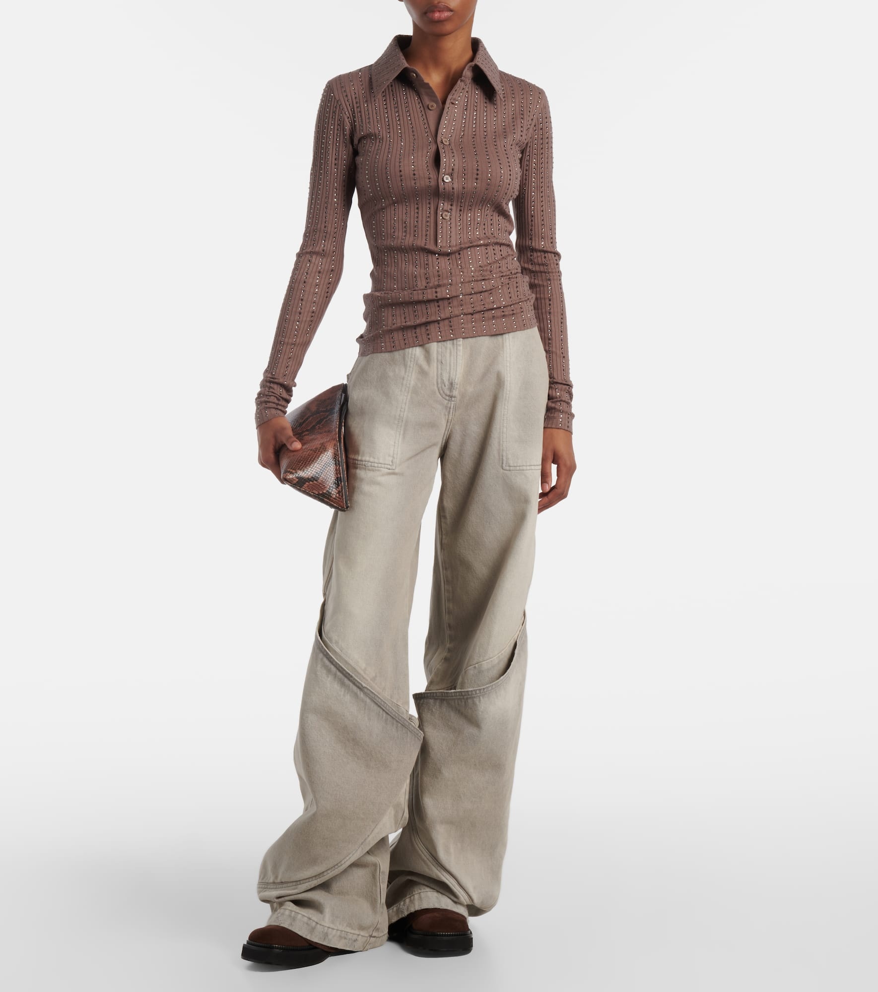 Embellished cotton polo sweater - 2