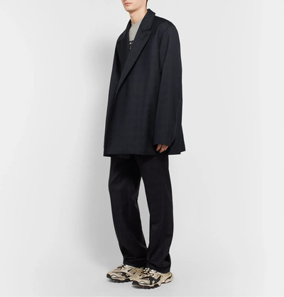 BALENCIAGA Navy Oversized Prince of Wales Checked Wool Blazer outlook