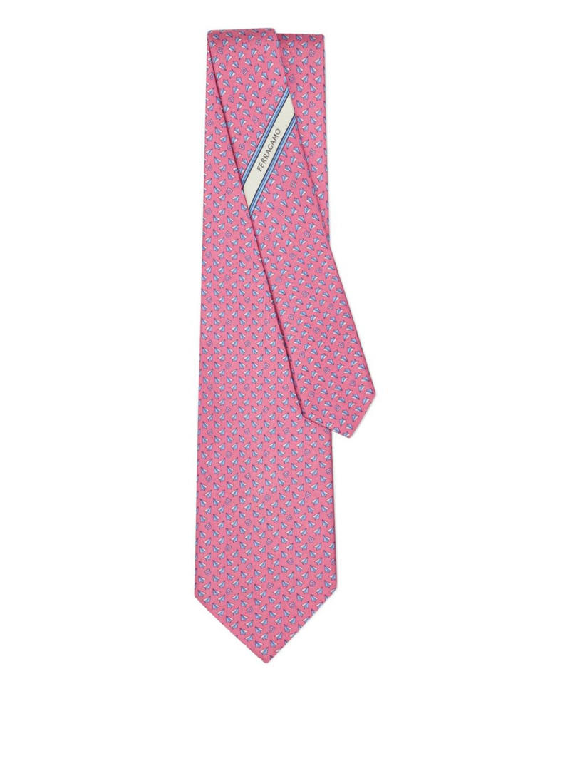FERRAGAMO paper airplane print silk tie outlook