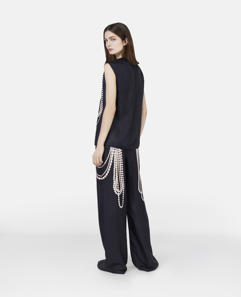 Pearl Trompe L’oeil Print Silk Wide Leg Trousers 3