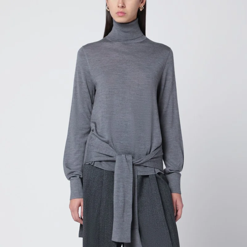 Grey turtleneck with double sleeves - 1