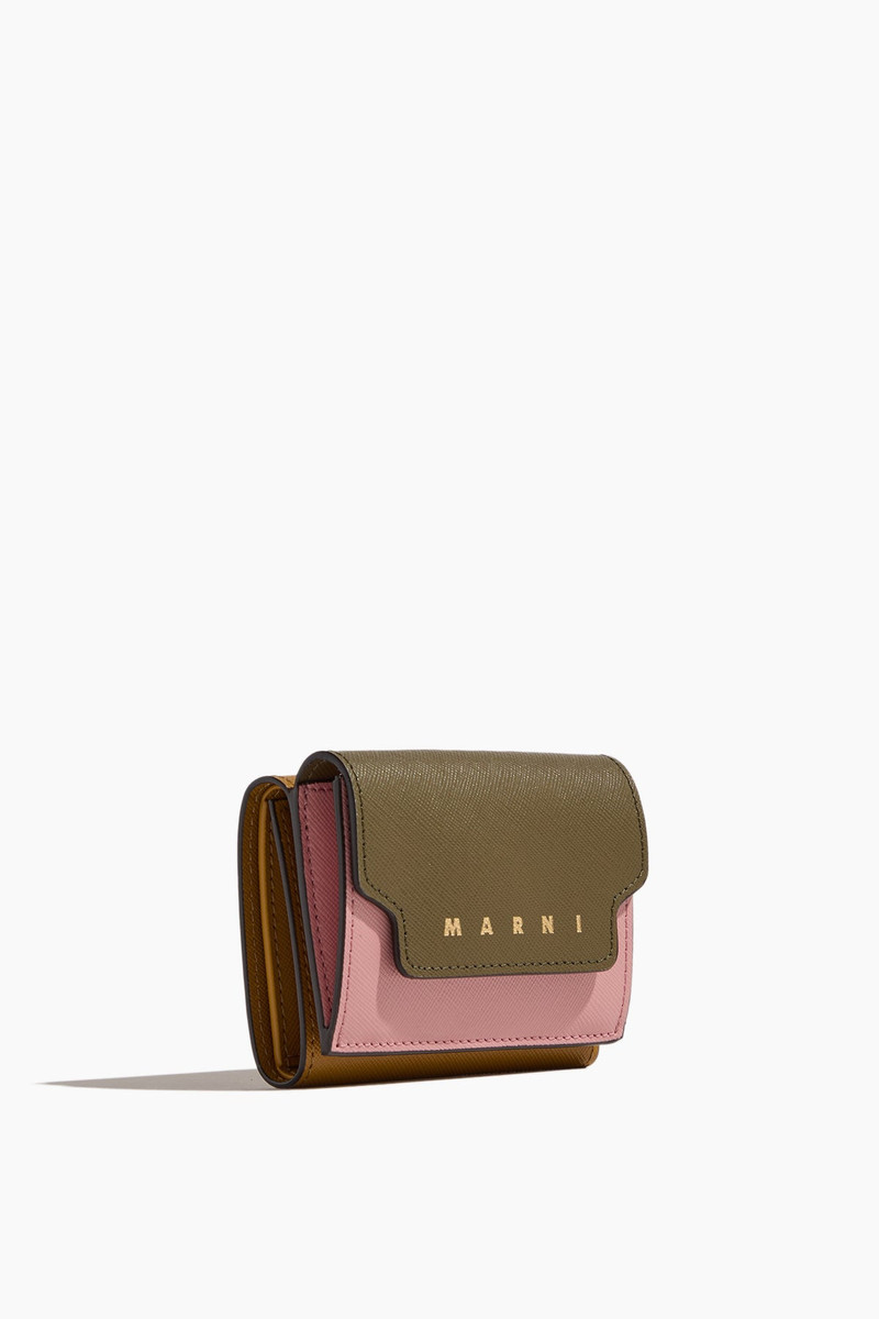 Marni Tri-Fold Wallet in Deep Sage/Misty Rose/Light Curry outlook