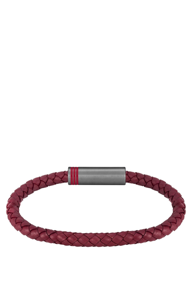 RED BRAIDED-LEATHER CUFF WITH MAGNETIC LOGO CLOSURE 4