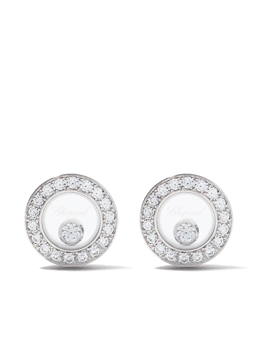 18kt white gold Happy Diamonds Icons ear pins - 1