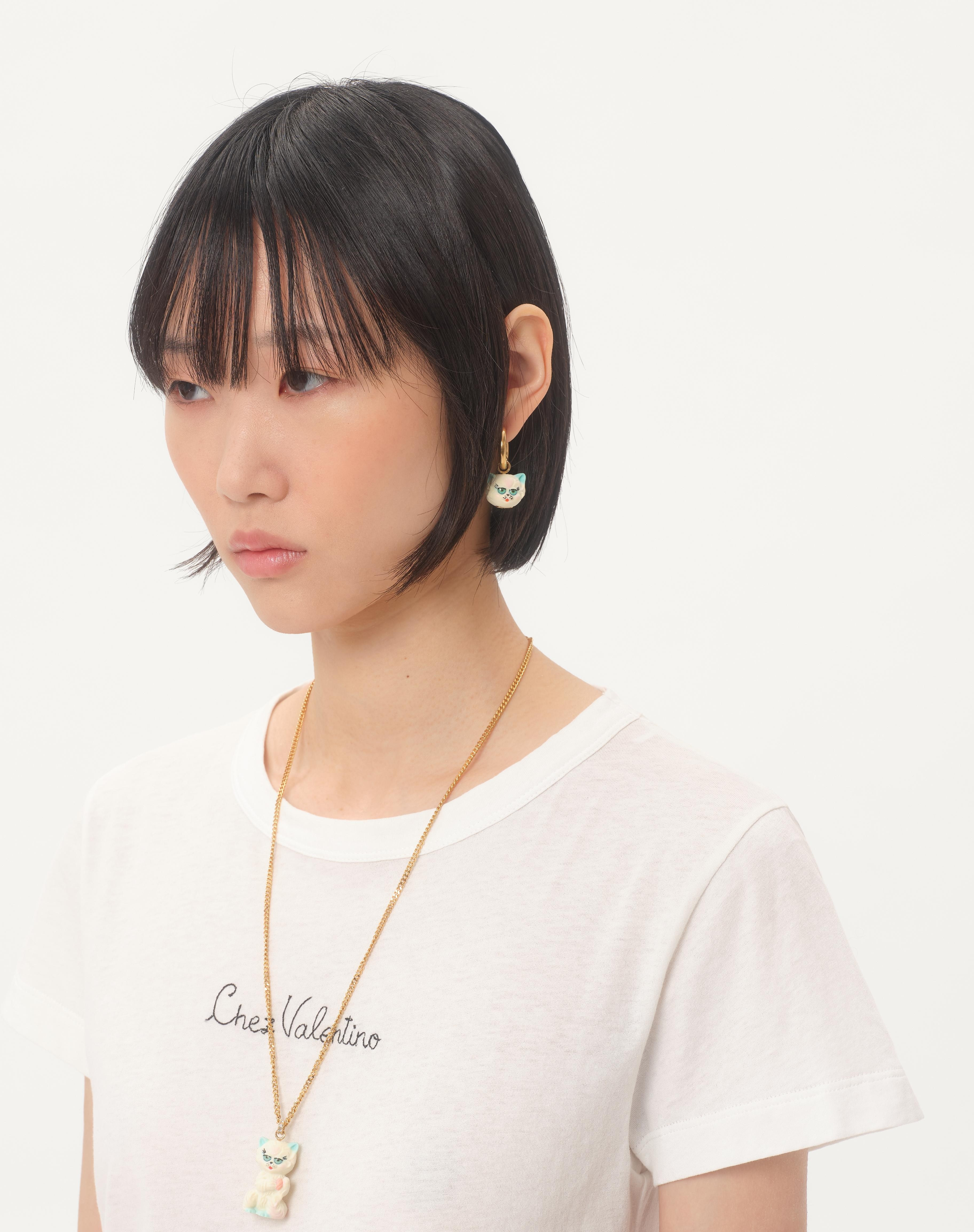 LE CHAT DE LA MAISON SINGLE EARRING IN METAL AND NYLON - 2