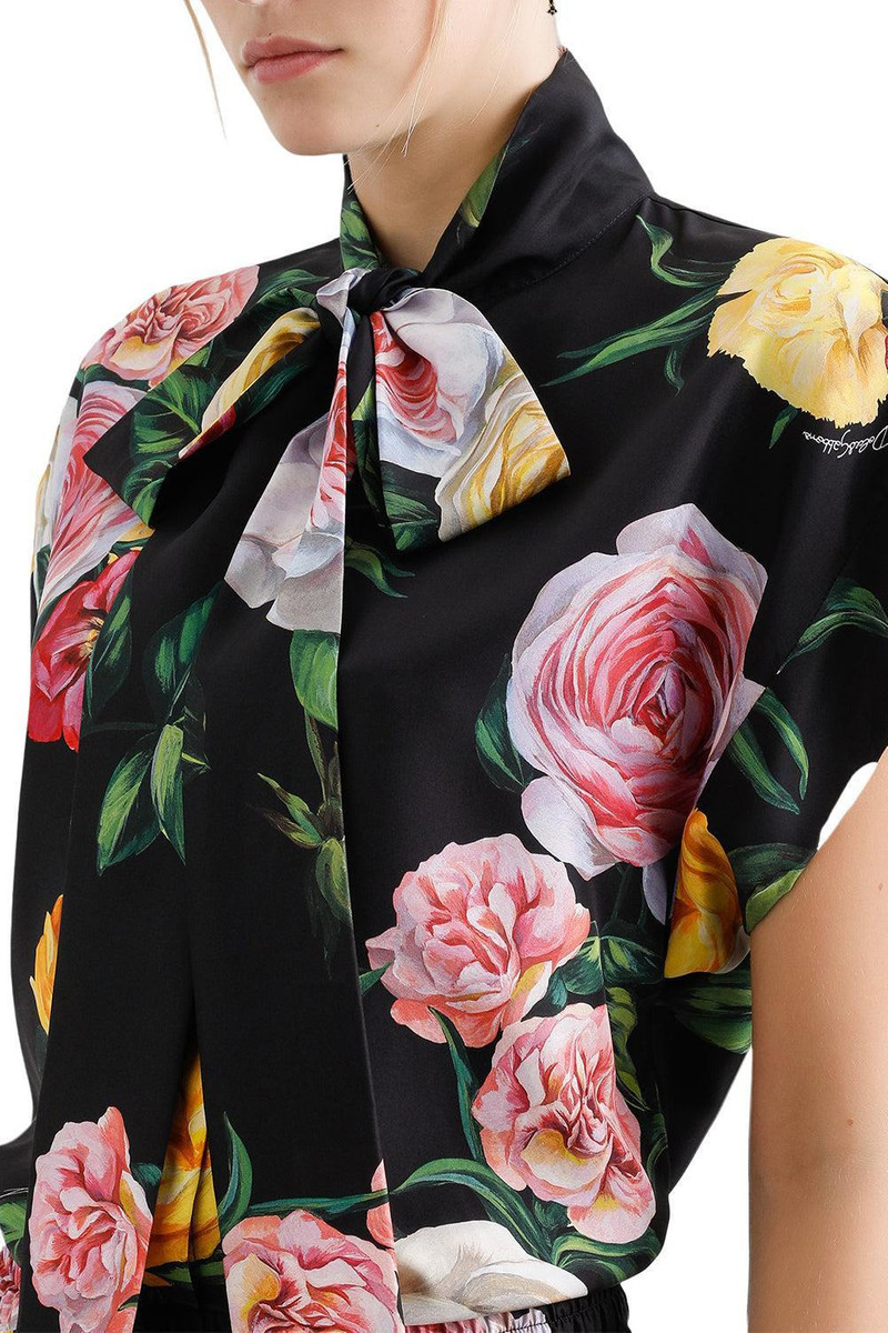 Dolce & Gabbana Peonie Tie Neck Blouse outlook