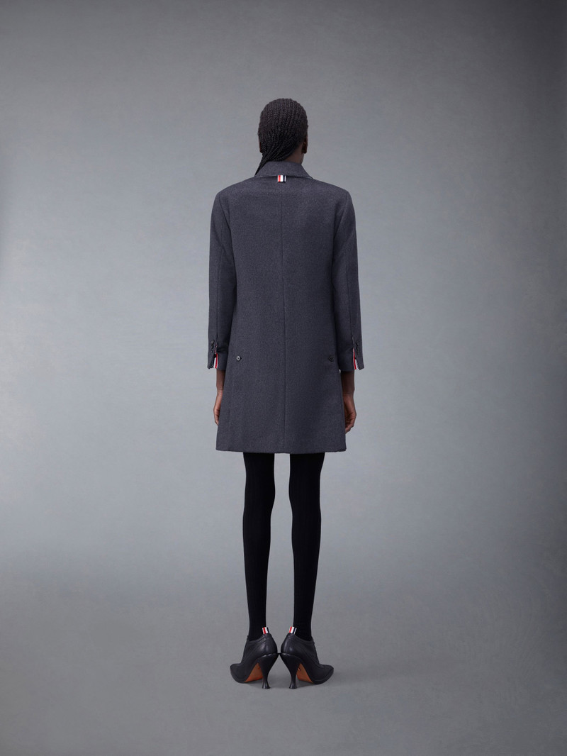Thom Browne Zibeline Melange Cashmere Classic Bal Collar Overcoat outlook