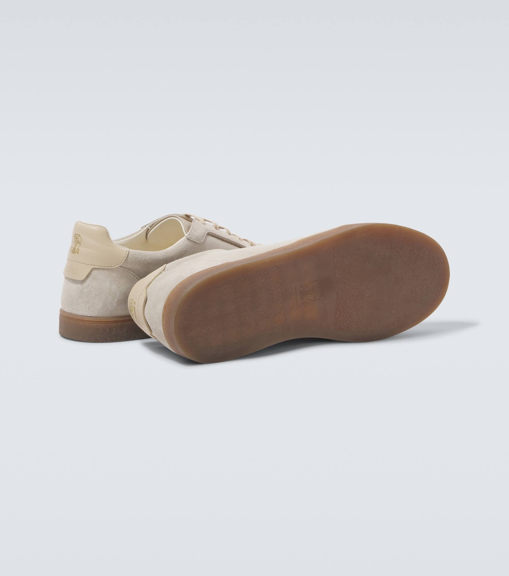 Leather-trimmed suede sneakers - 7