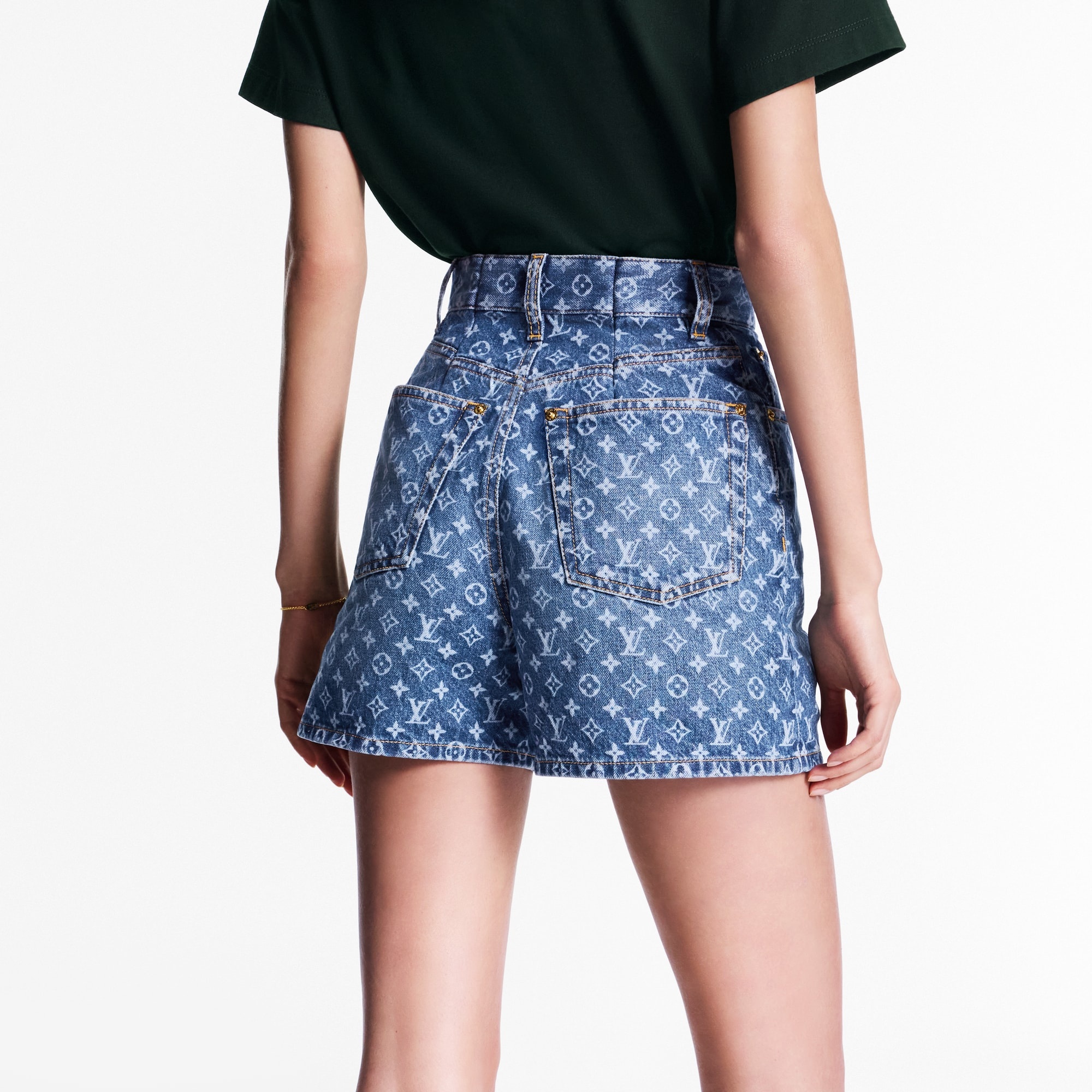 Monogram Denim Shorts - 5