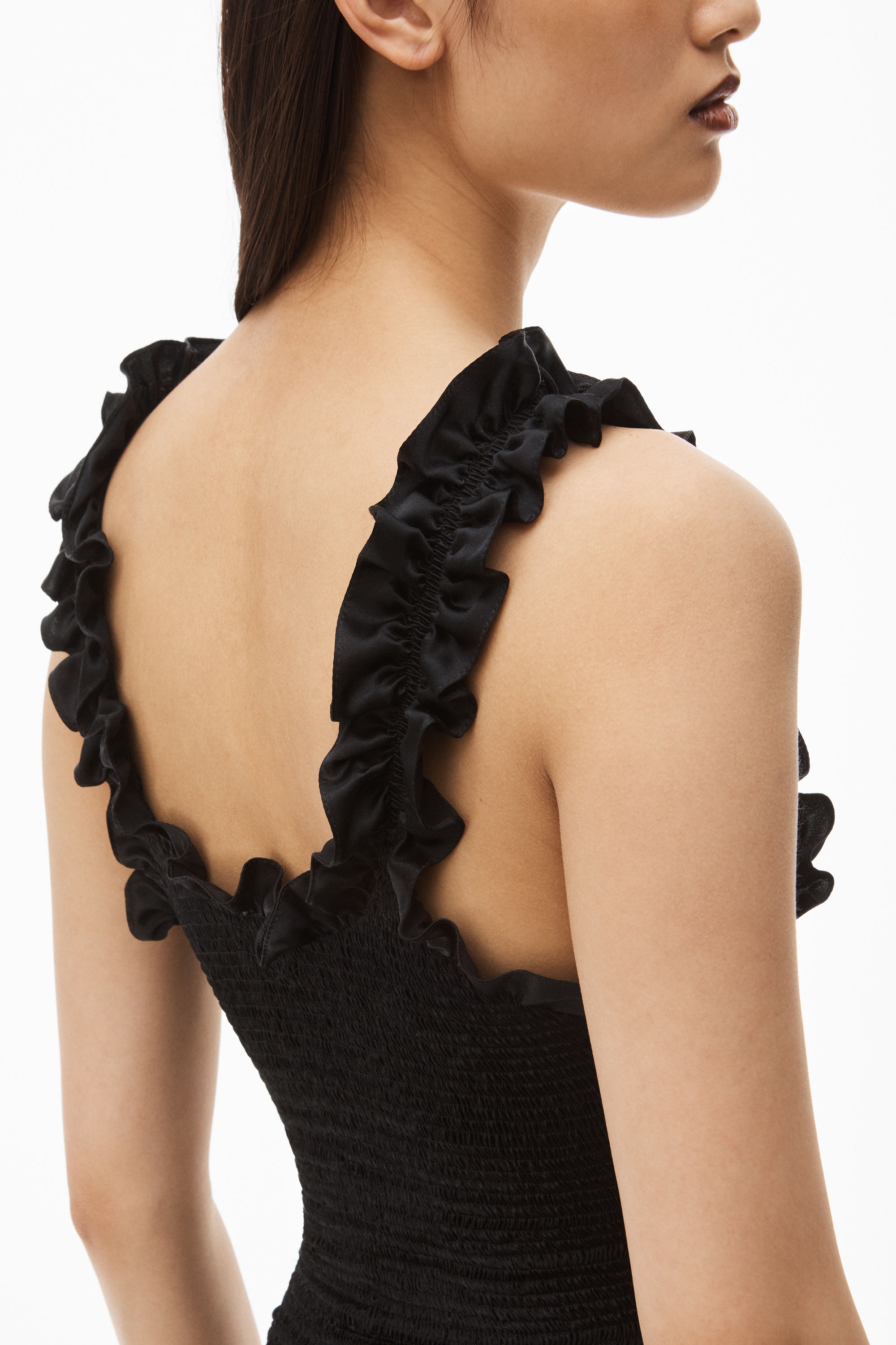 RUFFLE MINI DRESS IN SILK CHARMEUSE - 6